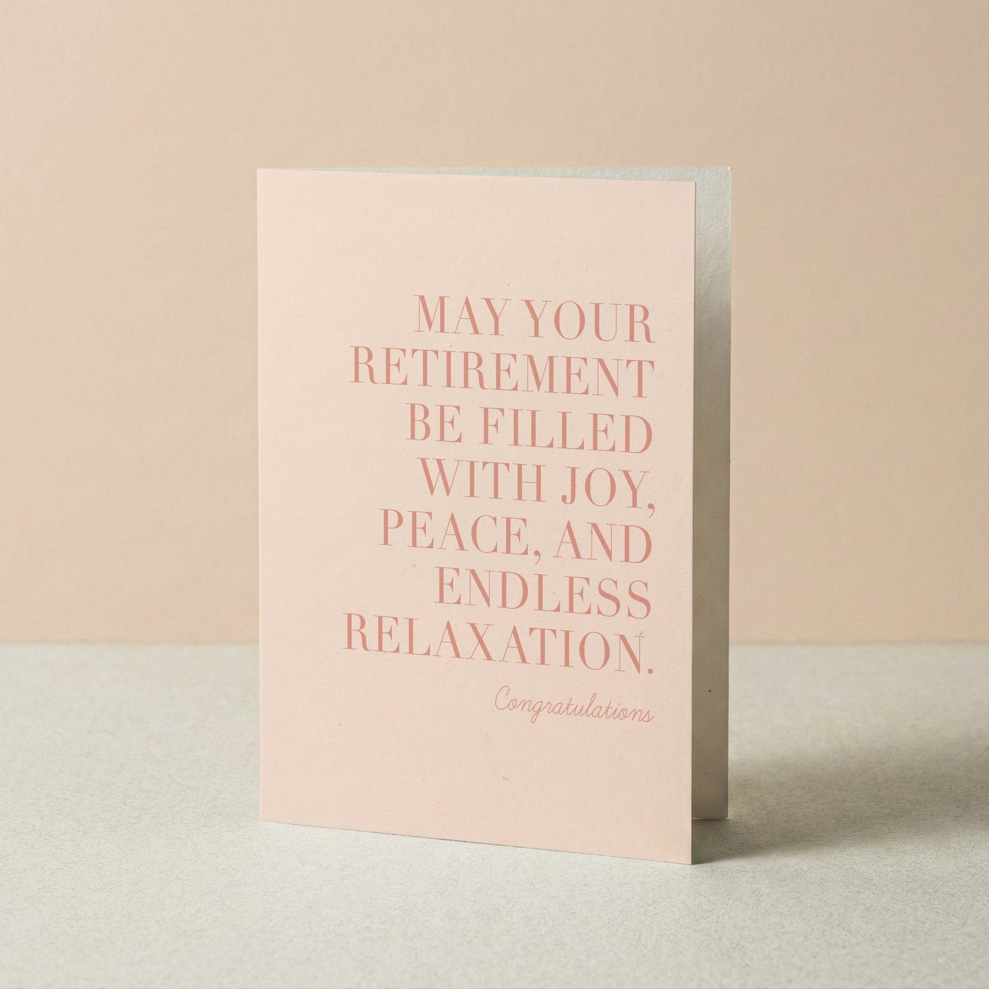 Greeting card with retirement wishes on a beige background