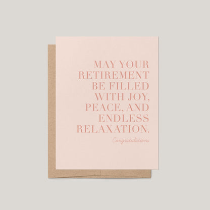 Greeting card with retirement message on a light gray background