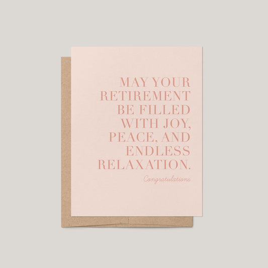 Greeting card with retirement message on a light gray background