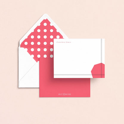 Genevieve personalized stationery set with patterned envelope liner