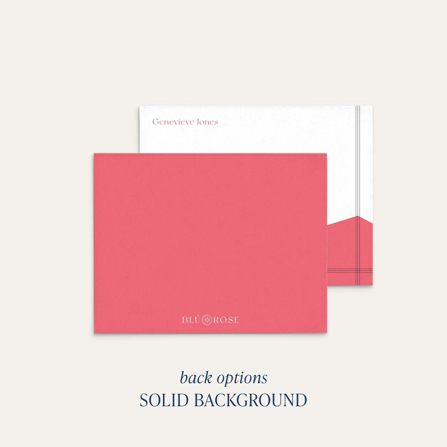 Genevieve personalized notecards solid color back option
