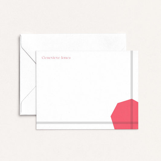 Genevieve personalized notecards with geometric corner design and envelope