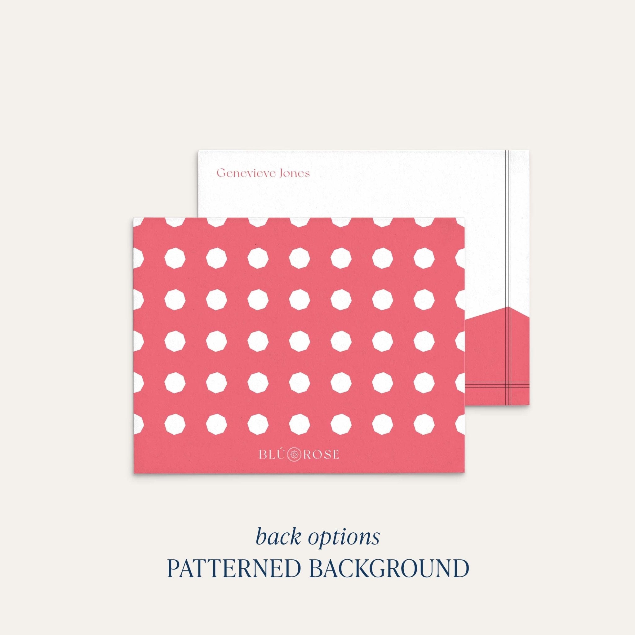Genevieve personalized notecards patterned back option