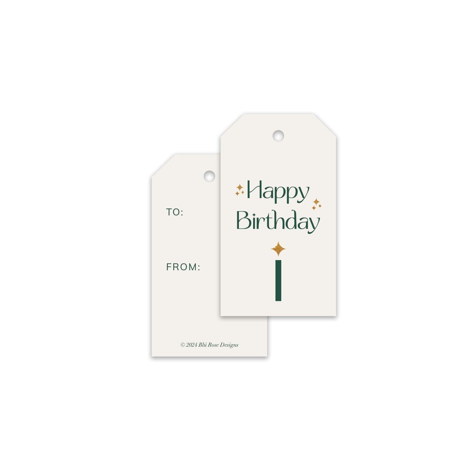 Green Sparkle Birthday Gift Tags - Blú Rose