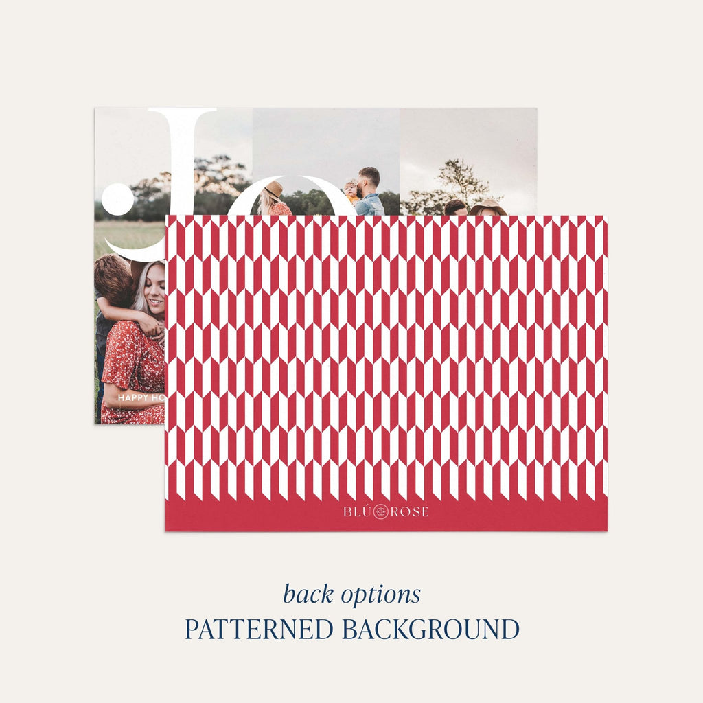 Joy card back option: red and white zigzag stripe print