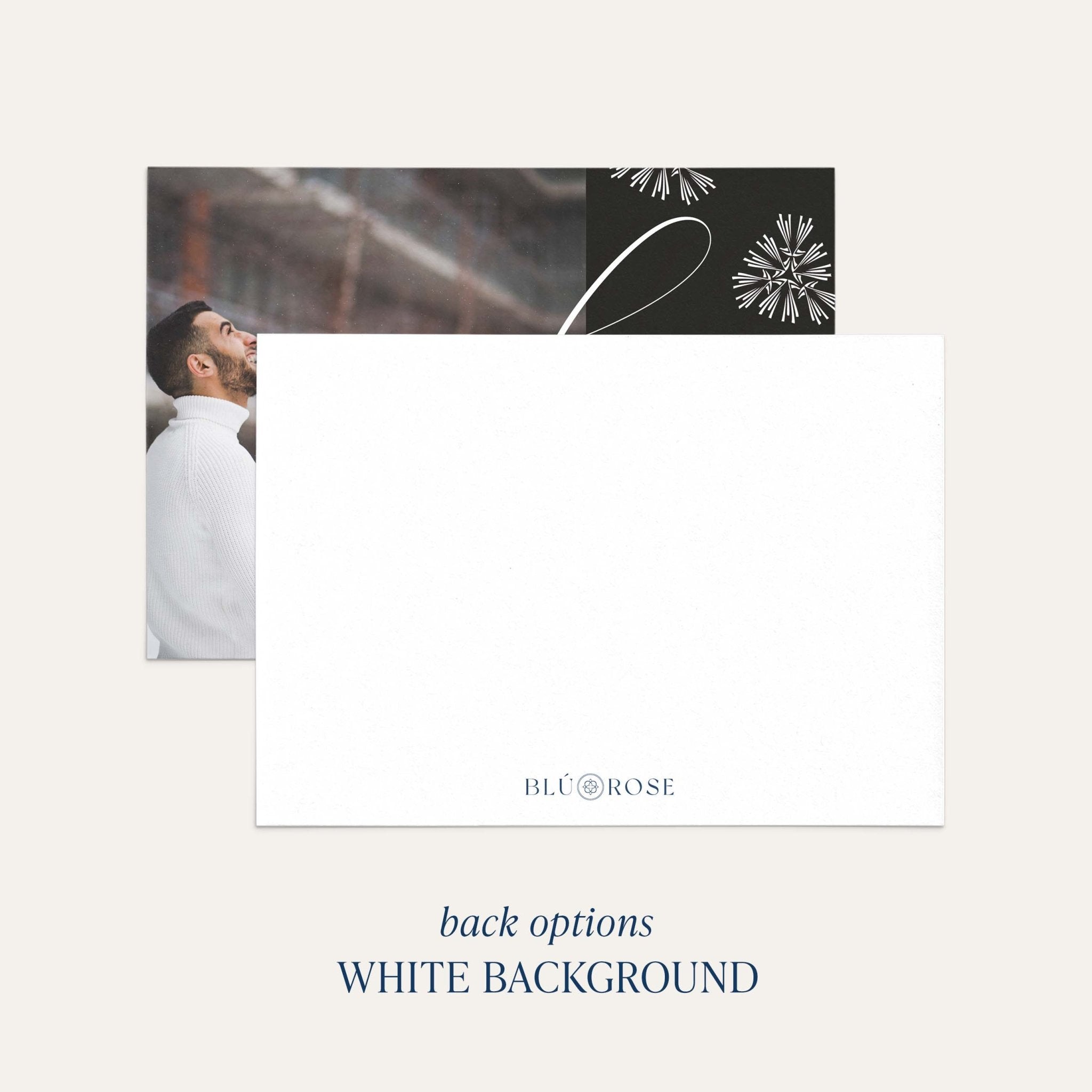Love Is All Around card back option: plain white with a small Blú Rose mark