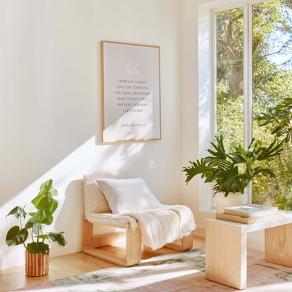 MLK quote art print styled in bright modern living room