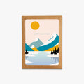 Mountain Landscape Christmas card by Blú Rose tucked into a kraft envelope on a white background