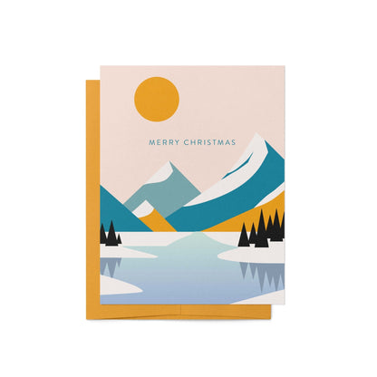 Modern Mountain Landscape Merry Christmas Card - Blú Rose