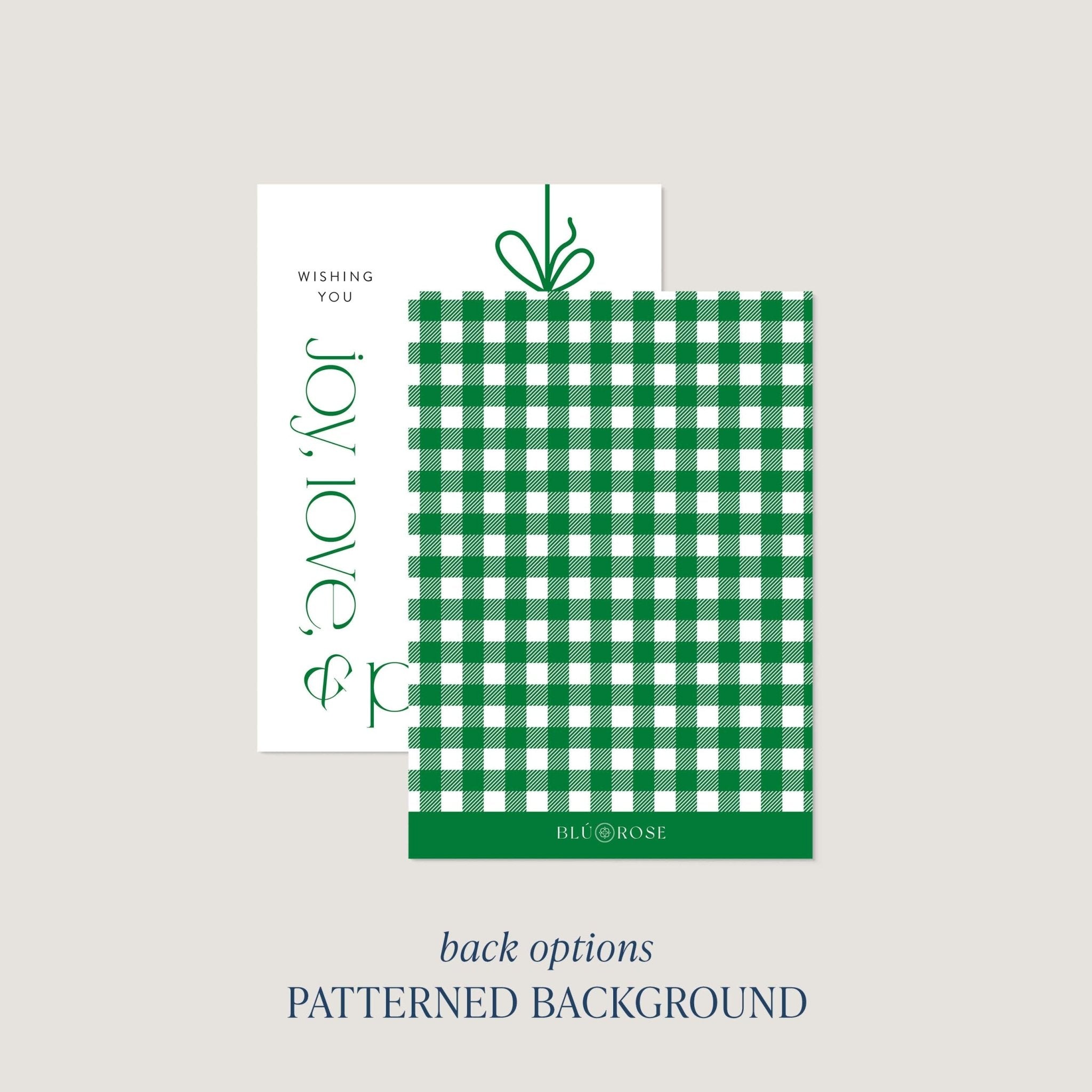 Modern Ornament card back option: green and white gingham check