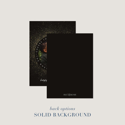 New Year Sparkle holiday card with solid black background option