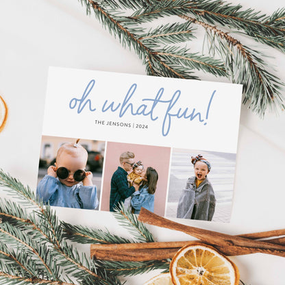 Oh What Fun Triple Photo Holiday Cards - Blú Rose