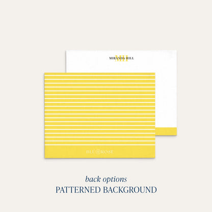 Personalized color bar notecards patterned background back option