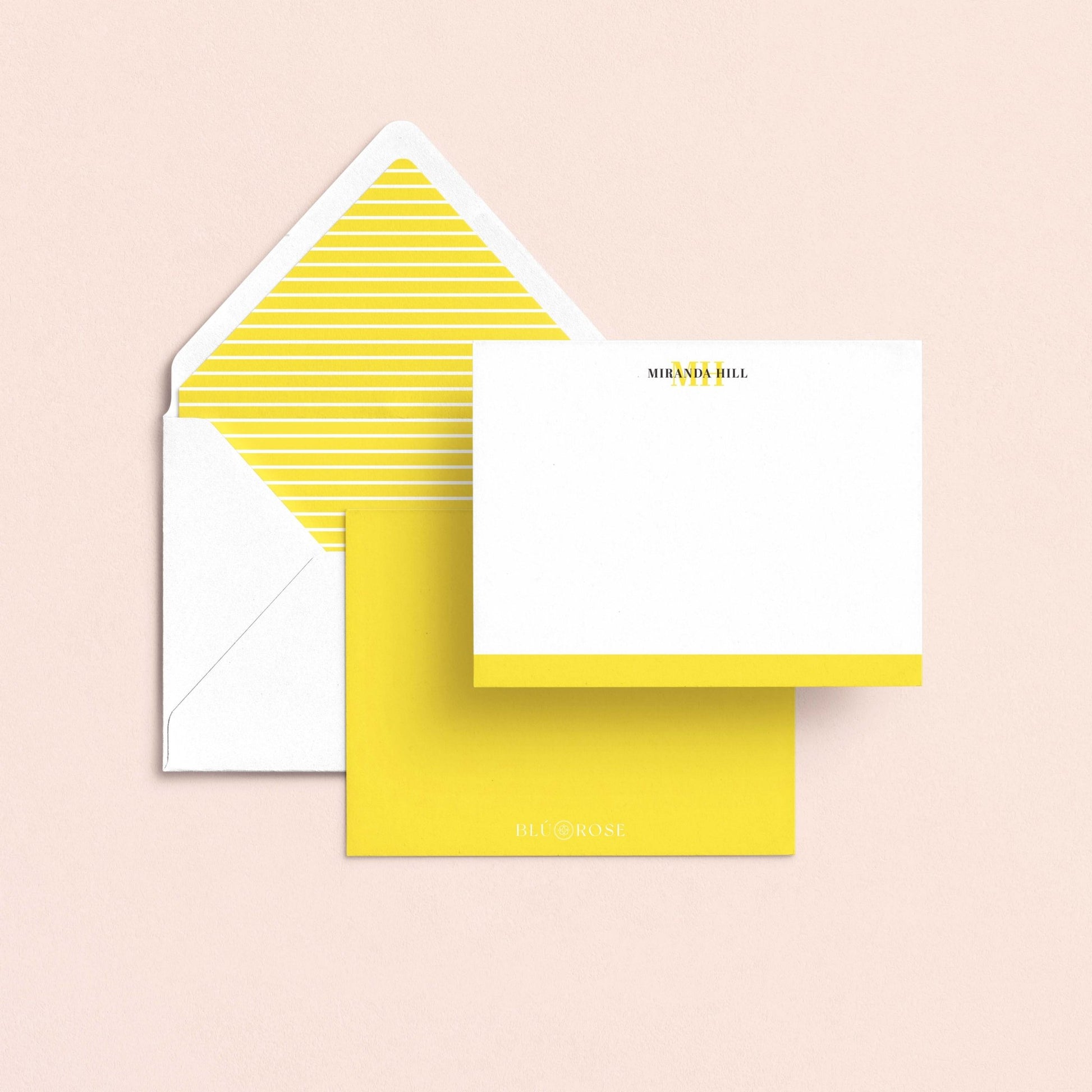 Color bar personalized stationery set with patterned envelope liner