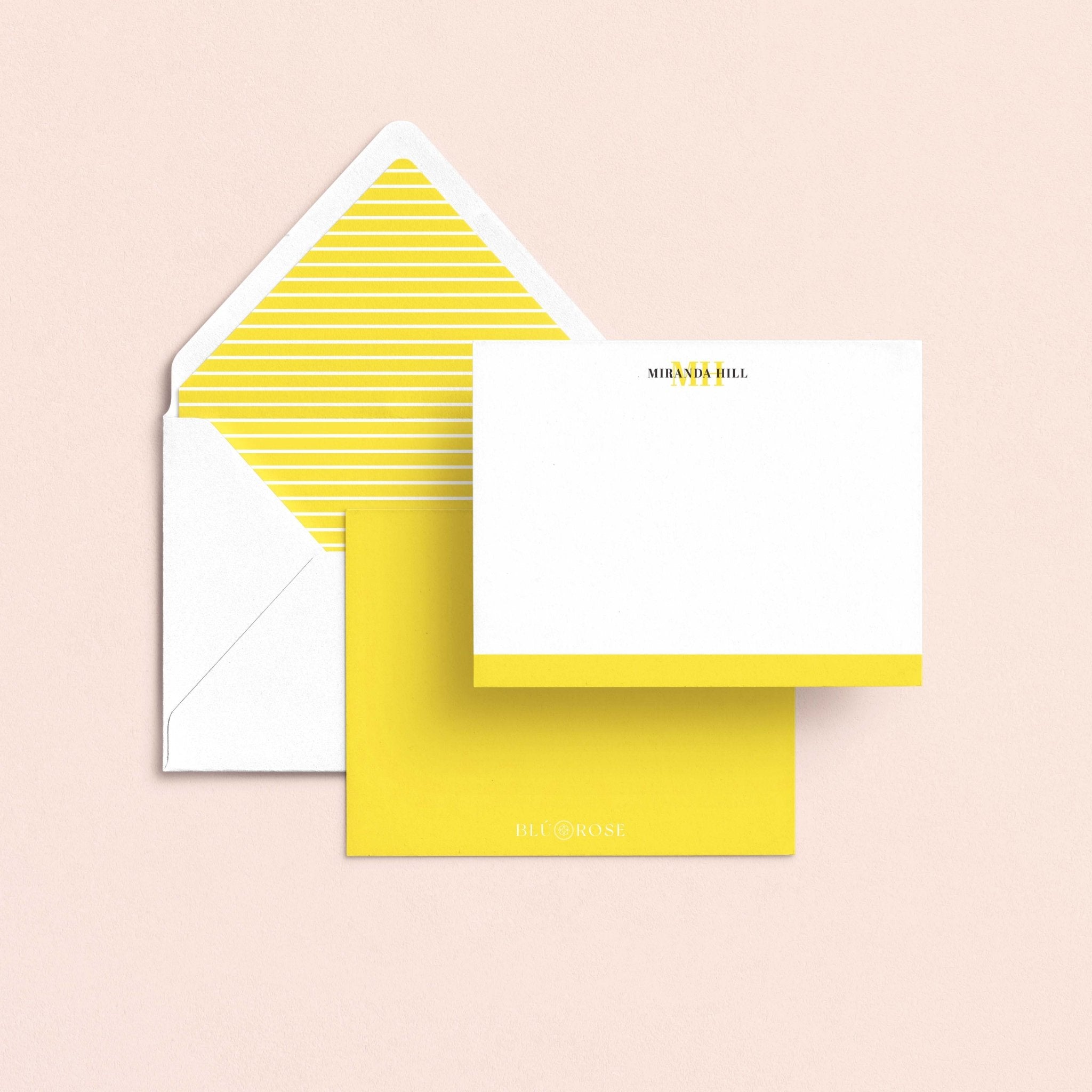 Color bar personalized stationery set with patterned envelope liner