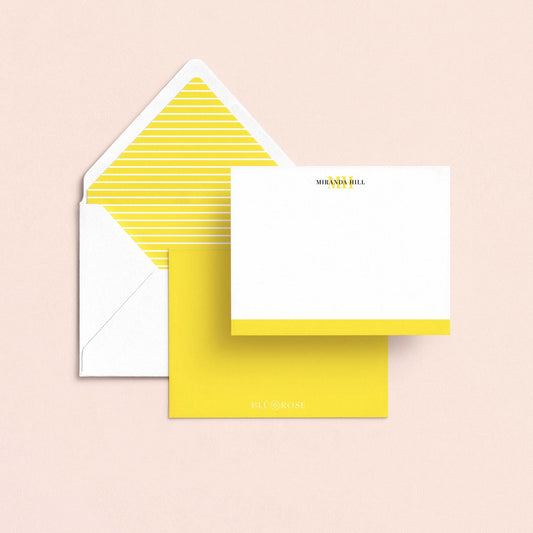 Color bar personalized stationery set with patterned envelope liner