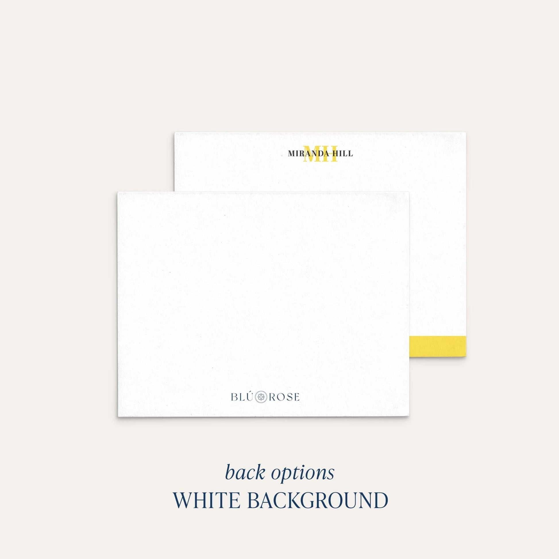 Personalized color bar notecards white background back option