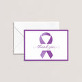 Purple Ribbon Thank You Card by Blú Rose shown flat with white envelope on a neutral background