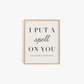Put A Spell On You minimalist typography art print in neutral frame on off-white background