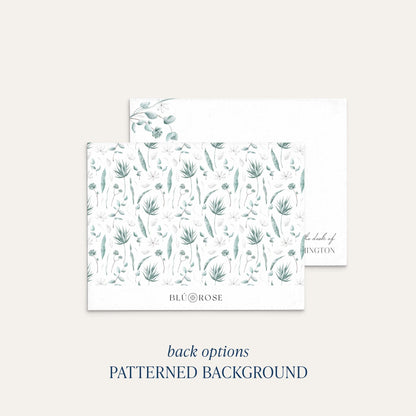 floral personalized notecard with patterned back option