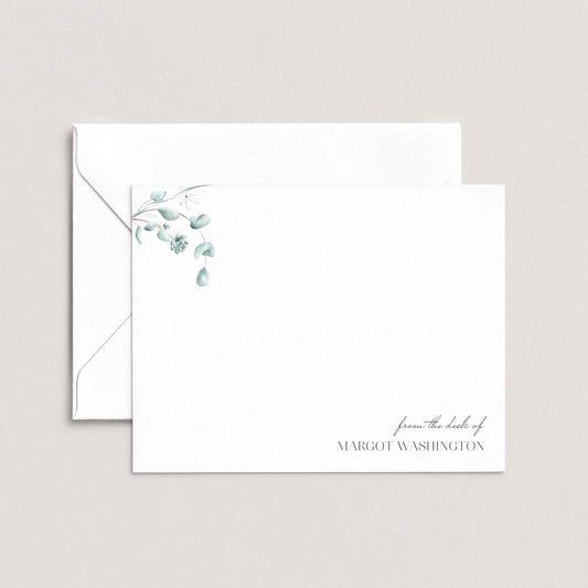 A white envelope with a floral design on the left side and a personalized message on the right side.