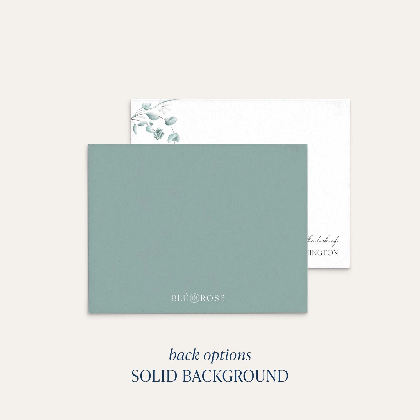 floral personalized notecard with solid back option