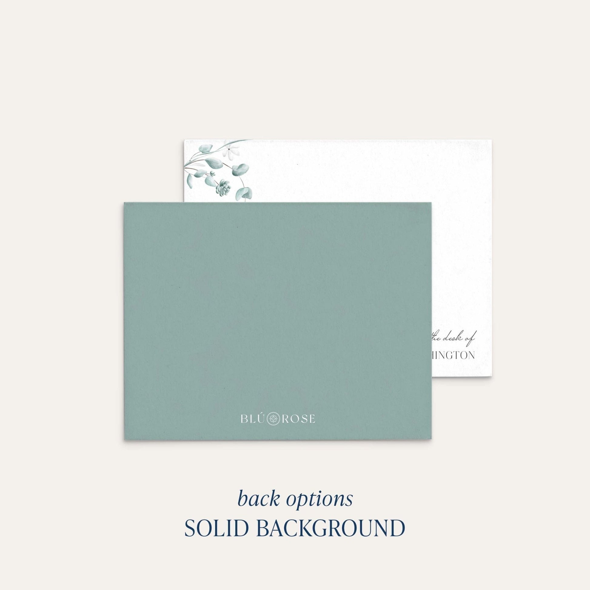 floral personalized notecard with solid back option