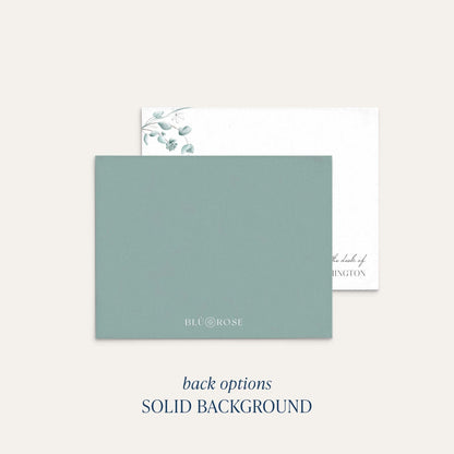 floral personalized notecard with solid back option