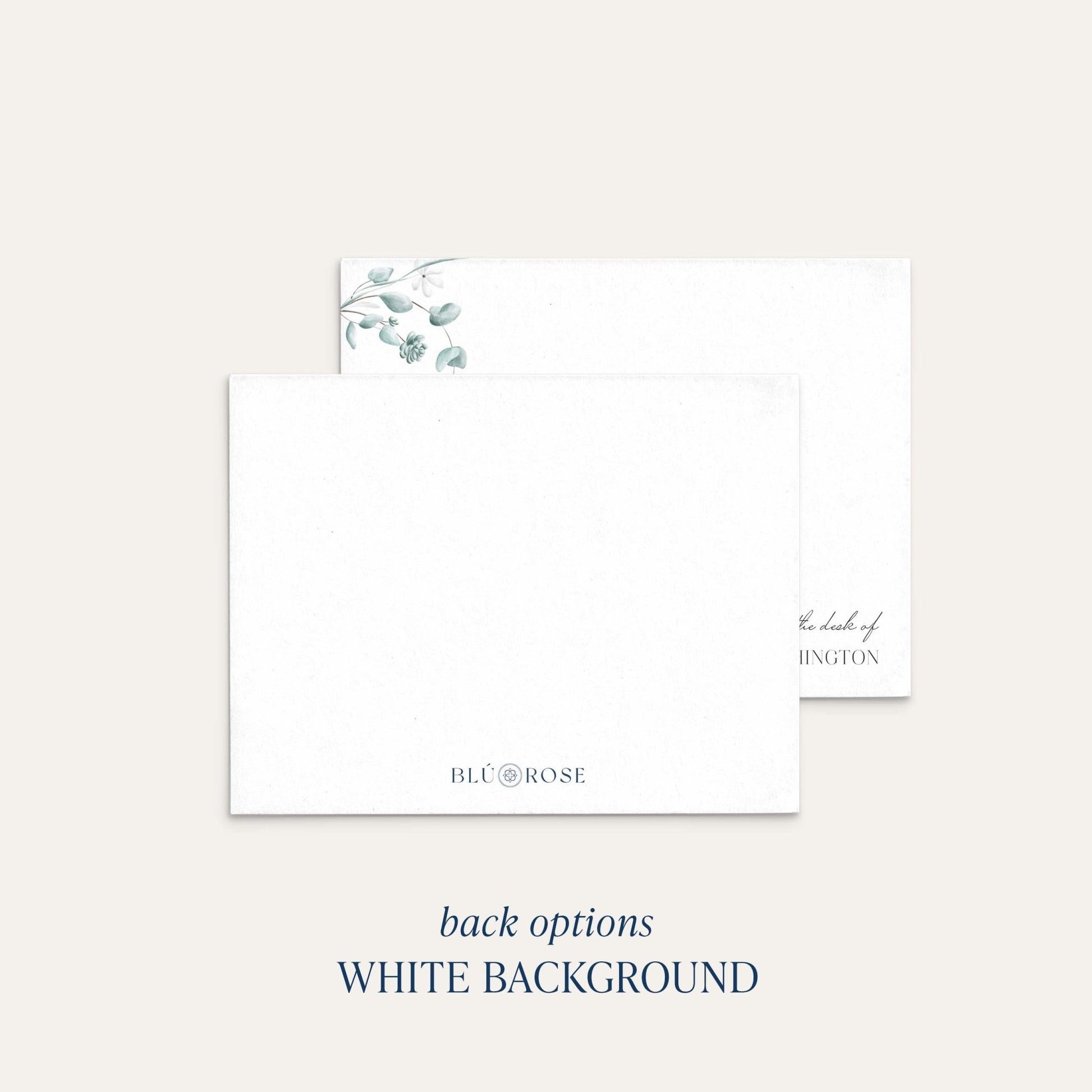 floral personalized notecard with white back option
