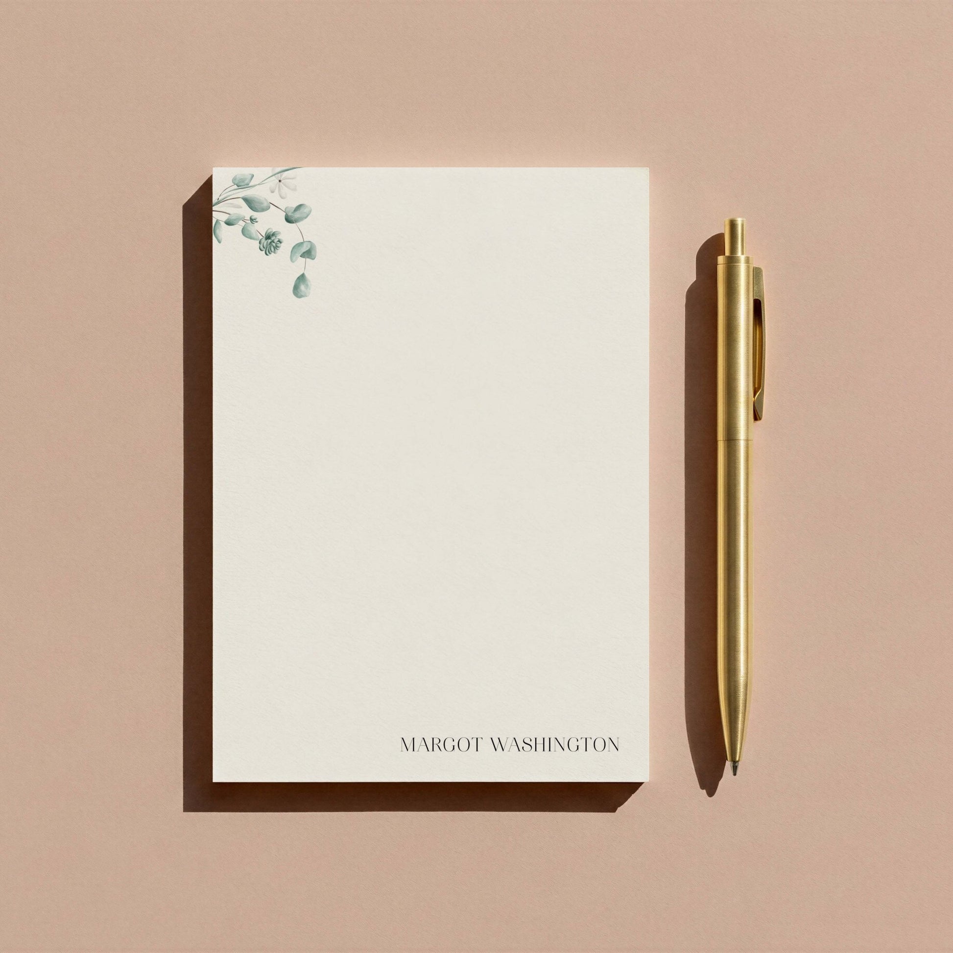 Simple Floral Personalized Notepad - Blú Rose