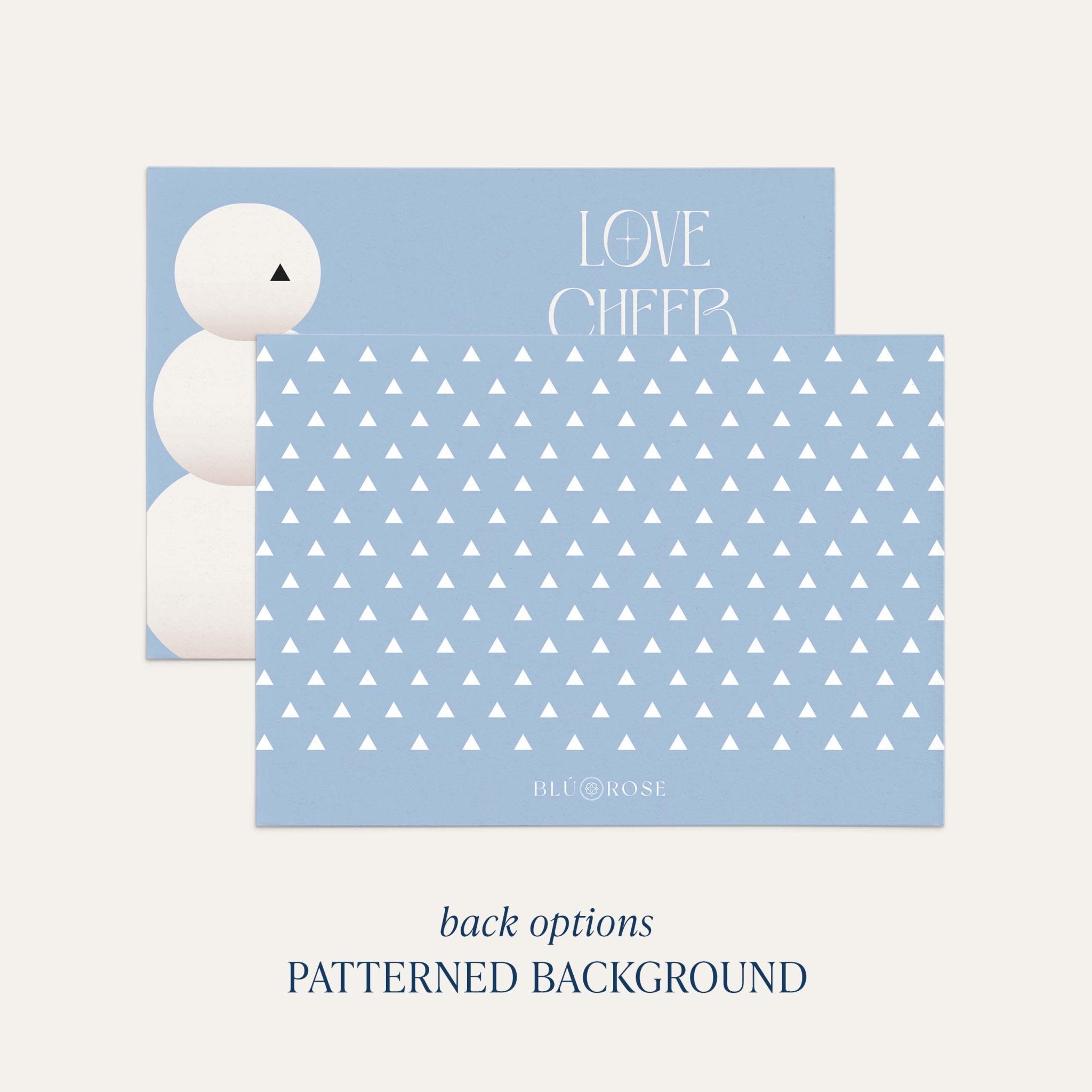Snow People card back option: dusty blue with a scattered white dot print