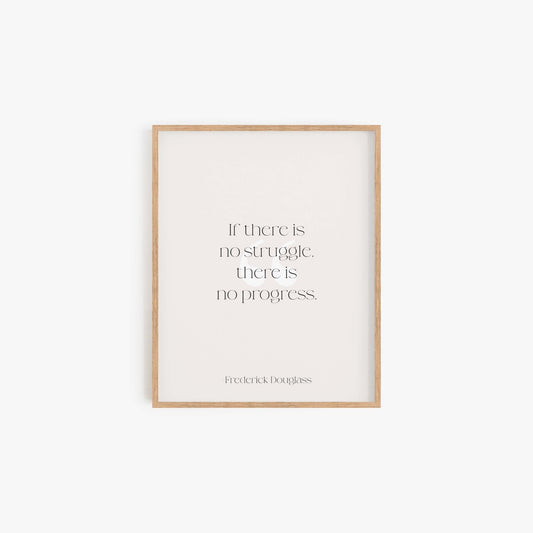 Minimalist framed Frederick Douglass quote print in neutral tones on white wall