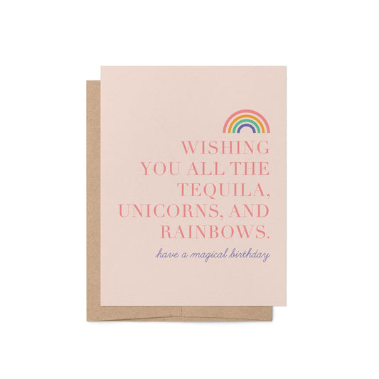 Tequila Unicorn Rainbow Birthday Greeting Card - Blú Rose