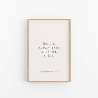 Framed Martin Luther King Jr quote art print with minimalist typography and neutral tones