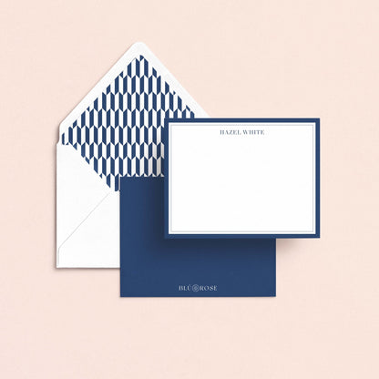 traditional border personalized notecard set with patterned envelope liner