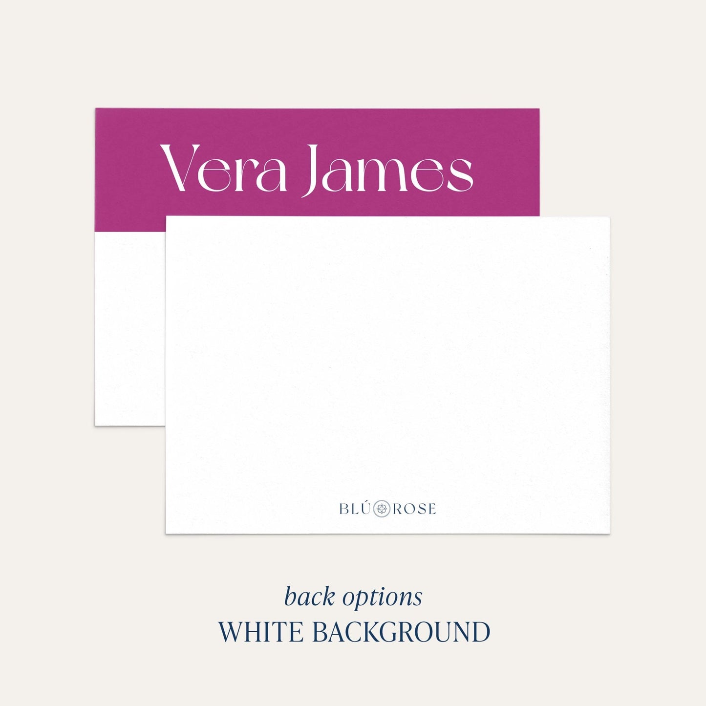 Back of Vera graduation announcement card showing white background option