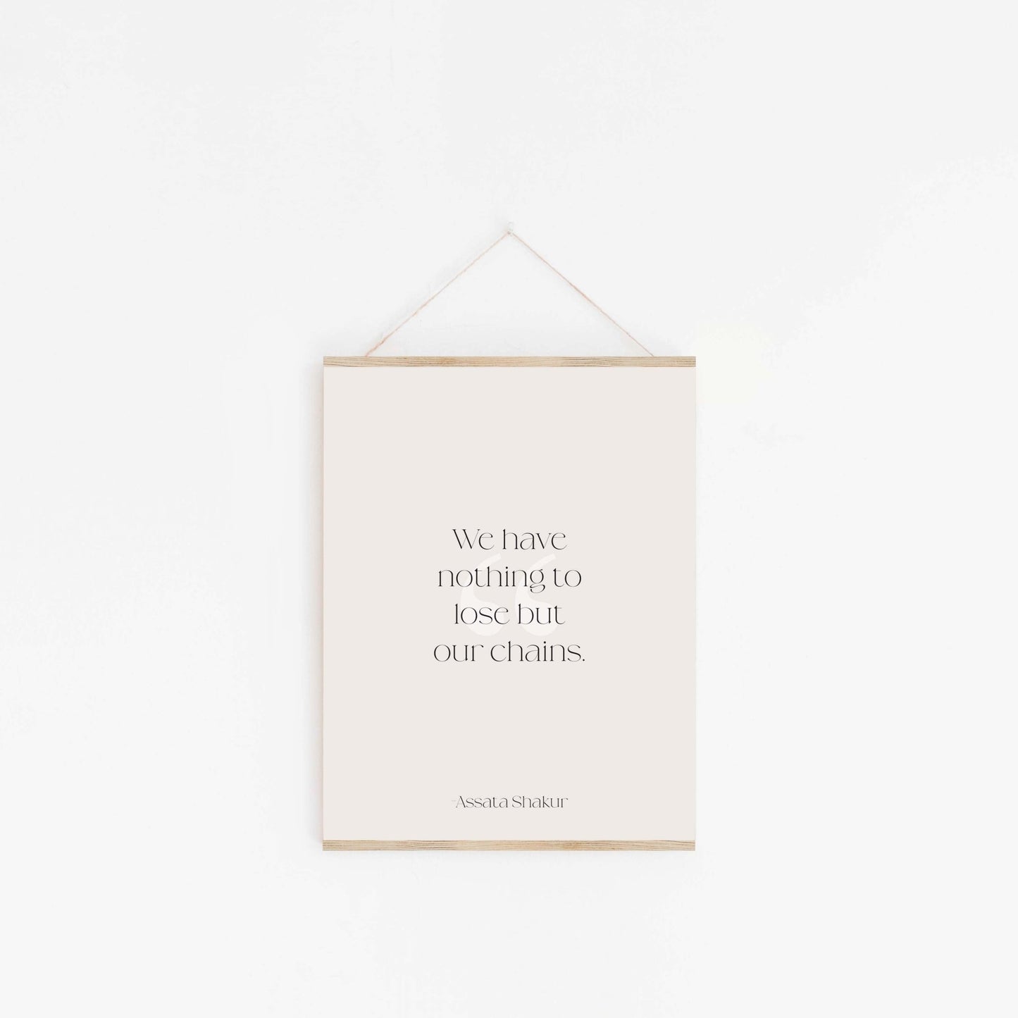 Hanging quote art print with minimalist typography design