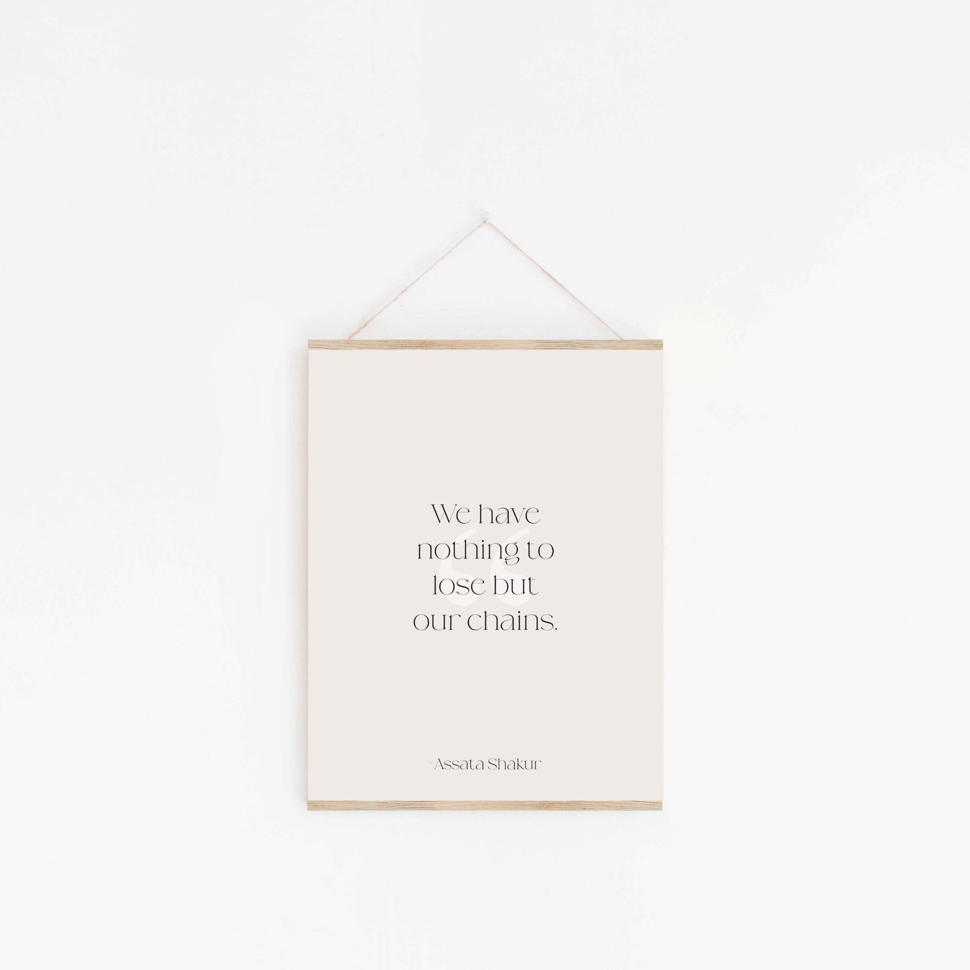 Hanging quote art print with minimalist typography design
