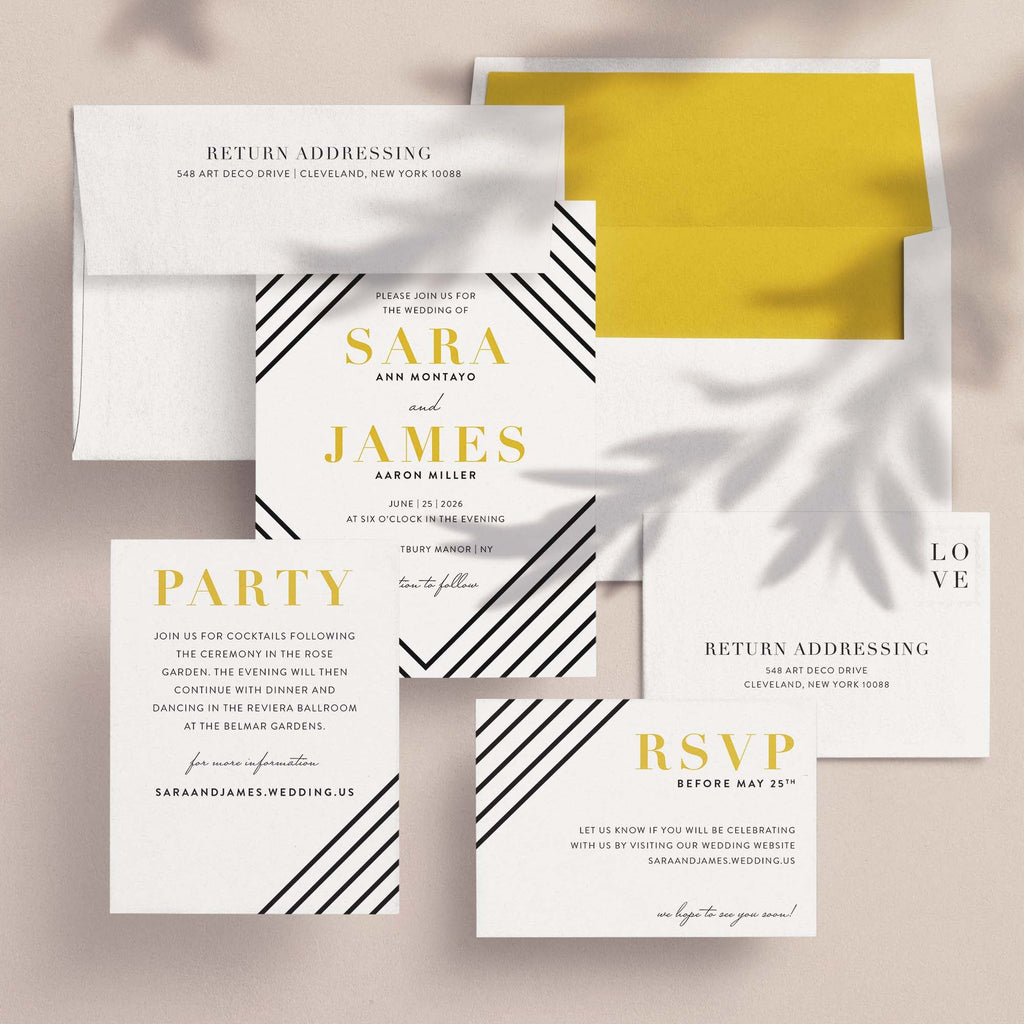 Art Deco Wedding Invitations - Blú Rose