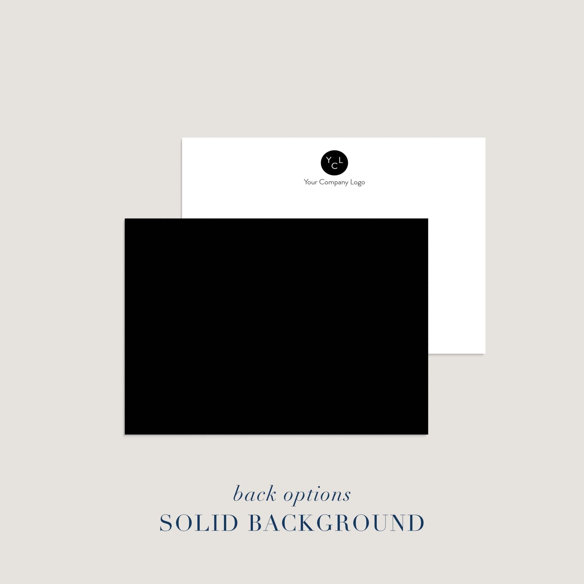 custom logo notecard with solid color background option for the back