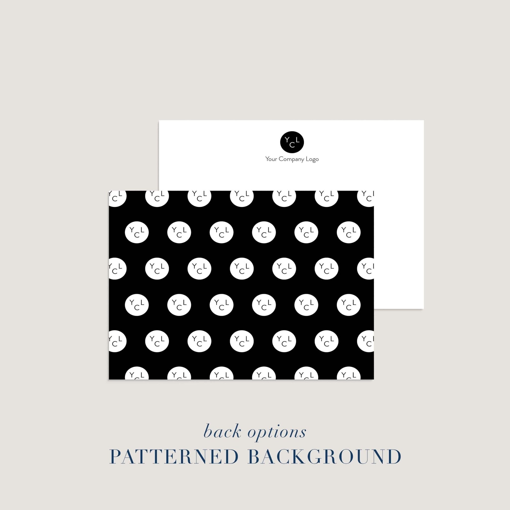 custom logo notecard with patterned background option for the back