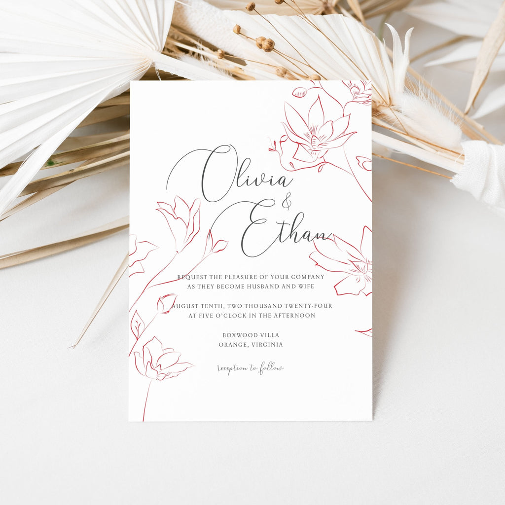 Delicate Floral Wedding Invitations - Blú Rose