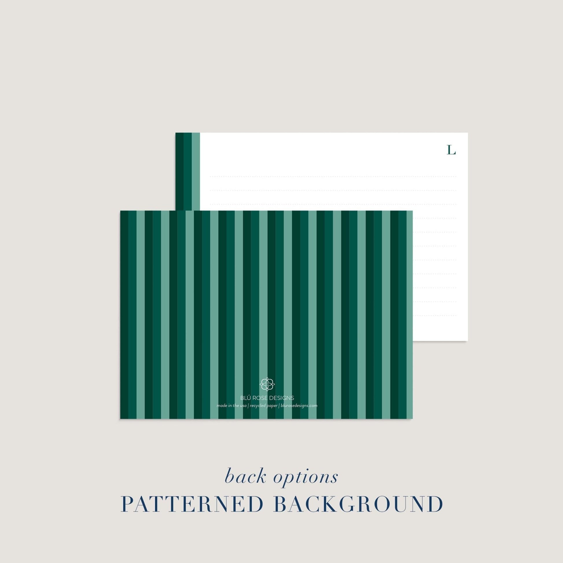 Elegant Green Notepad + Notecard Set - Blú Rose