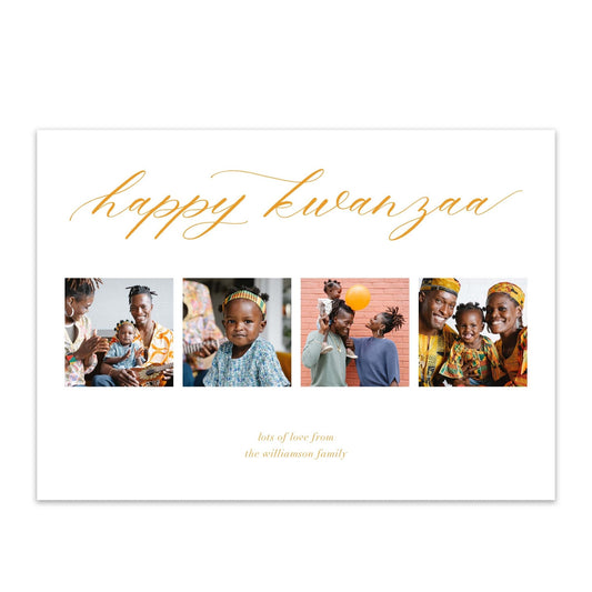 Elegant Kwanzaa 4 Photo Holiday Cards - Blú Rose