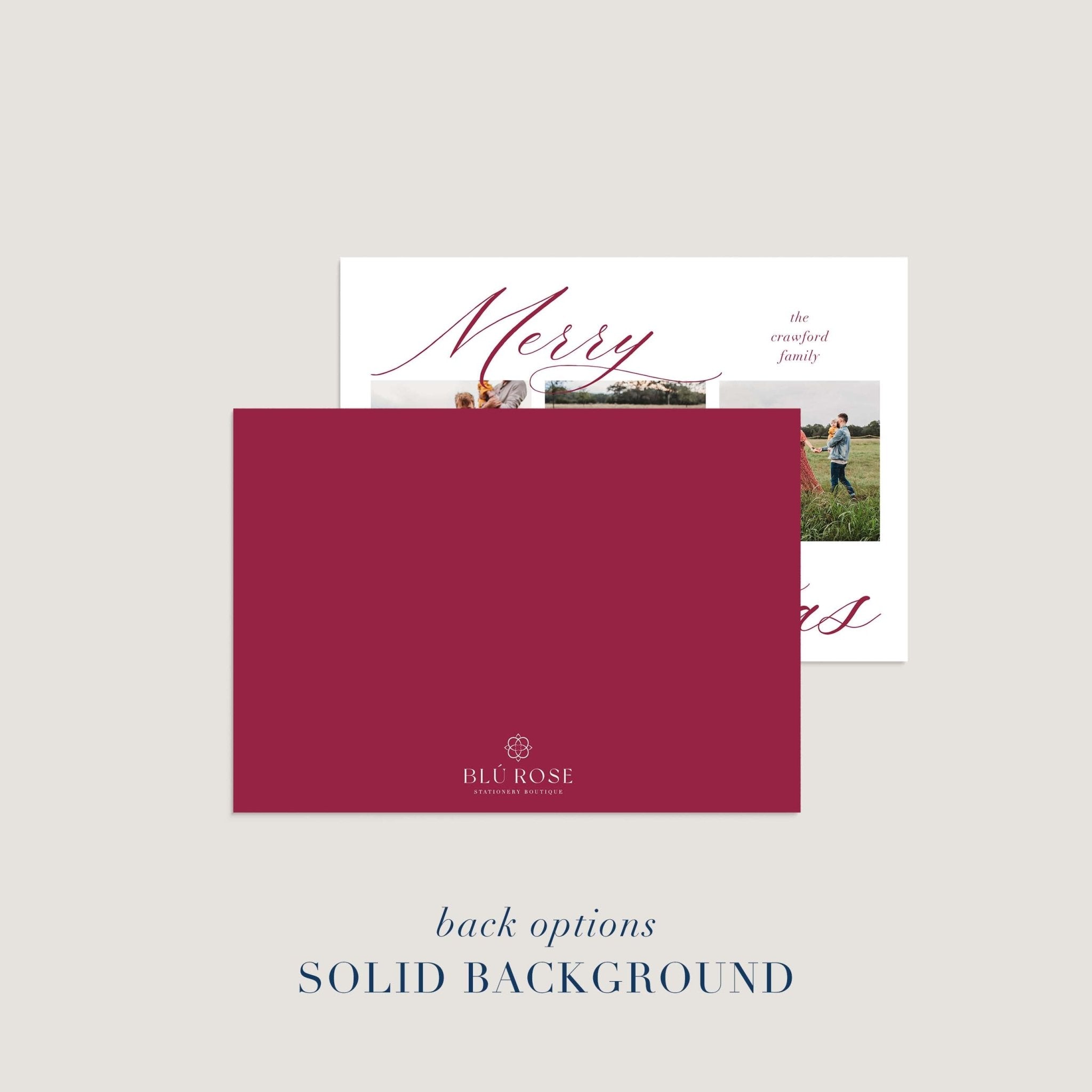 Elegant Three Photo Holiday Cards - Blú Rose