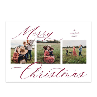 photo sleeve holiday cards Elegant Three 3-Photo Holiday Card