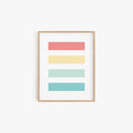 Happy Mood pastel color block art print with geometric stripes in frame