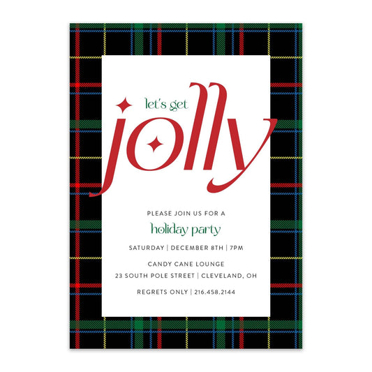 Jolly Plaid Holiday Party Invitations - Blú Rose