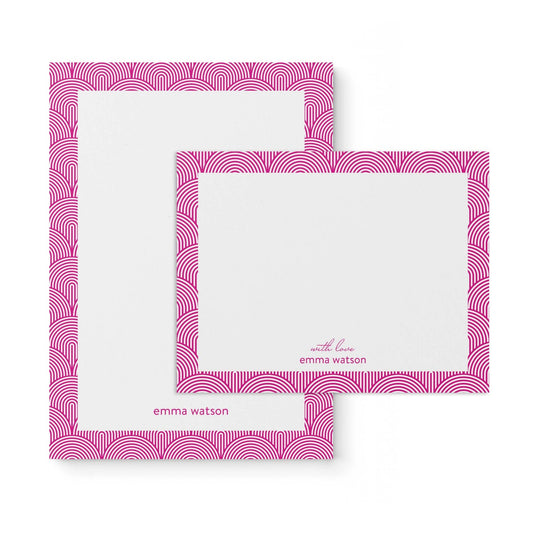 Lined Arches Monogram Notepad + Notecard Set - Blú Rose
