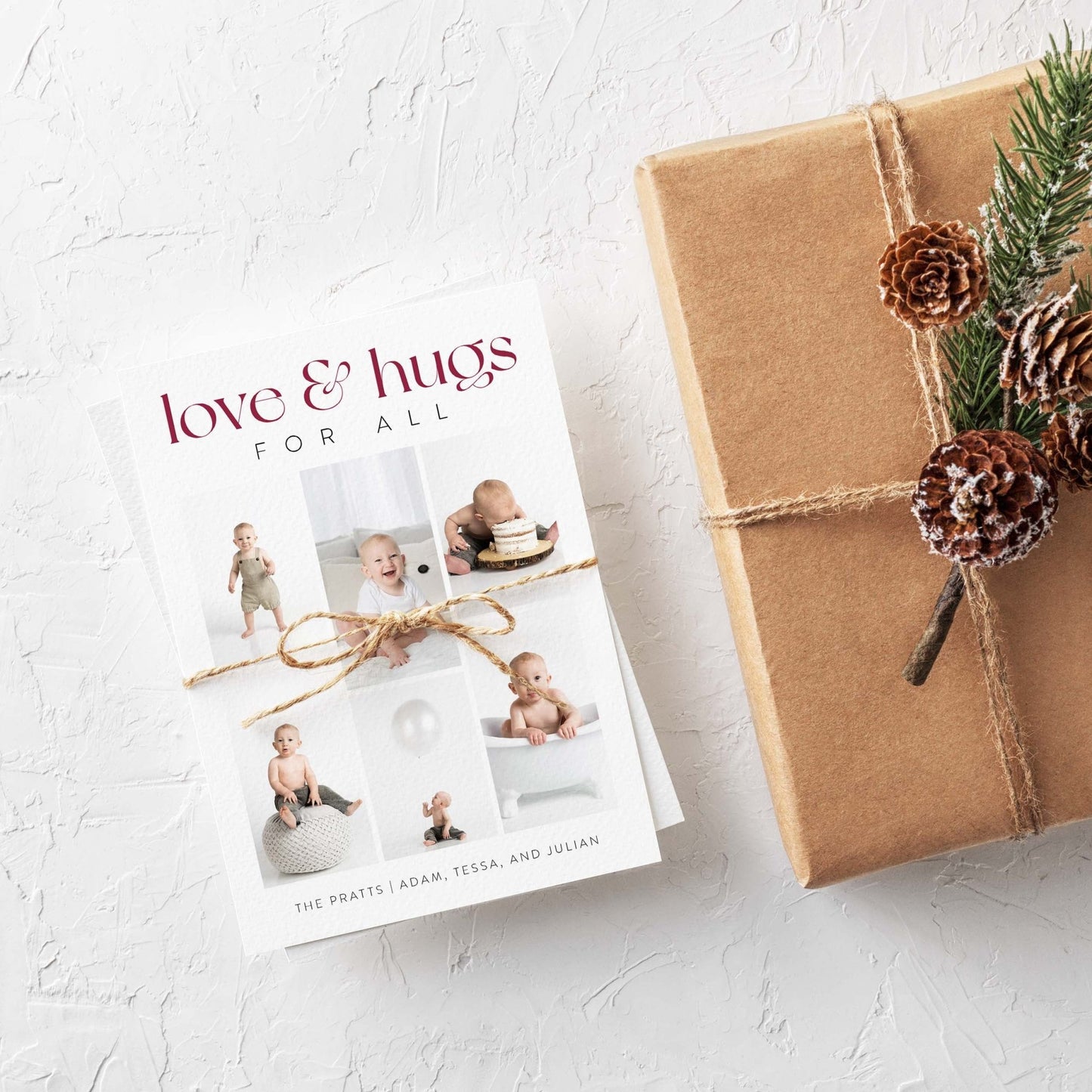 Love + Hugs Photo Holiday Cards - Blú Rose